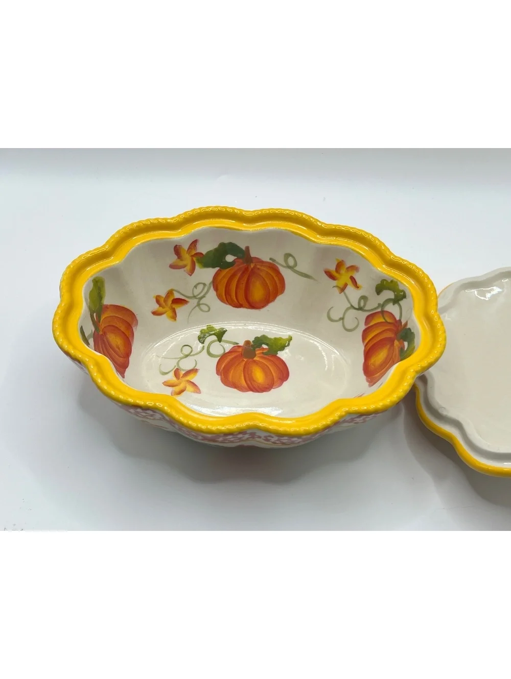 New Temp-rations by Tara handmade Ceramic Fall Pumpkin mini casserole bakeware